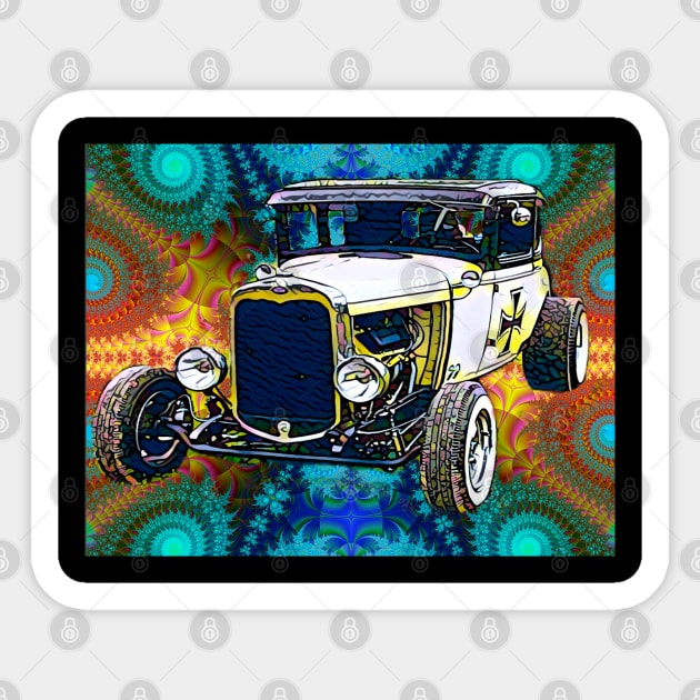 Fractal Hot Rod Sticker by StewStudio